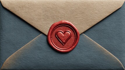 Minimal envelope with heart seal icon, valentine, symbolic message of love