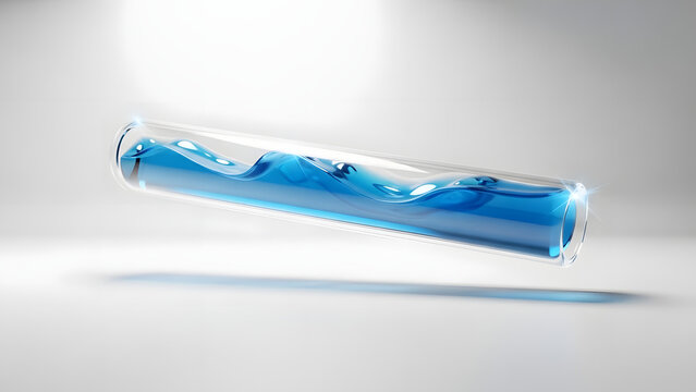 Fluid Dynamics: A captivating visual of vibrant blue liquid, gracefully suspended within a sleek, transparent tube, symbolizing innovation.