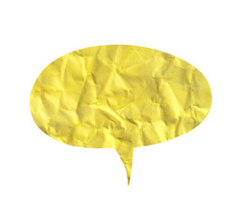 Bright Yellow Crumpled Paper Speech Bubble Background