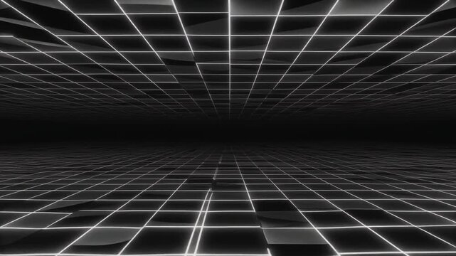 Digital grid in space, infinite depth in virtual perspective stretch&hellip;