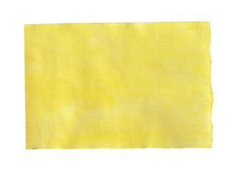  Yellow Painted Handmade Paper with Torn Edges, Isolated