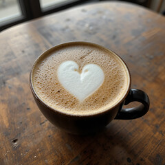 cup of coffee on wooden table