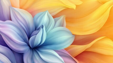 Close-up of an abstract floral design featuring layers of colorful petals with a gradient effect, creating a vibrant and artistic composition.
