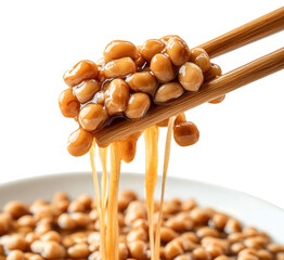 natto with chopsticks isolated on transparent background