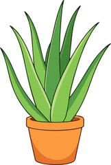 Flat Aloe Vera Plant in Terracotta Pot – Minimalist Herbal Houseplant Vector