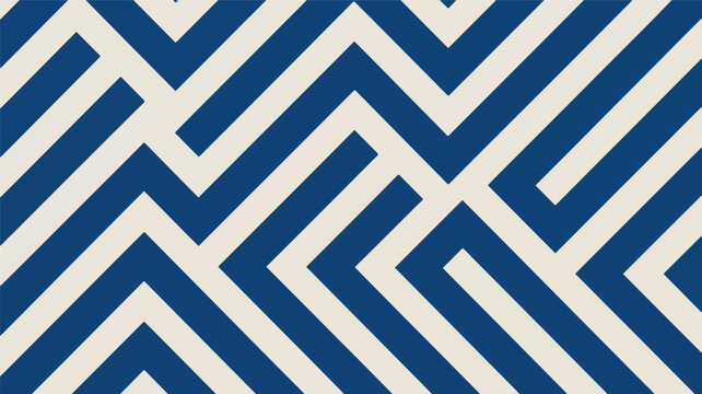 Abstract geometric pattern in deep blue and beige with sharp angular lines