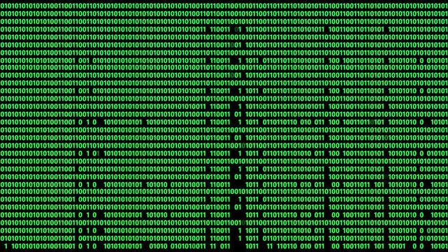 Green binary code background animation. 4k stock video.