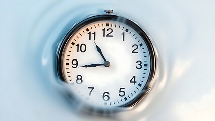 Clock Immersed in Water with Ripples. Abstract Concept of Time Pressure, Deadline, and Time Running Out.