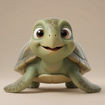 Adorable 3D Baby Turtle &ndash; Cute Cartoon Sea Turtle Character