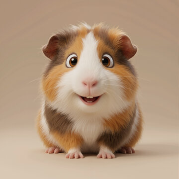 Adorable 3D Cartoon Guinea Pig &ndash; Cute Fluffy Pet Character