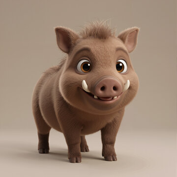 Cute Baby Wild Boar &ndash; Adorable 3D Cartoon Character