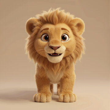 Cute Baby Lion Cub &ndash; Adorable 3D Cartoon Character
