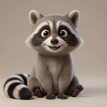 Cute Baby Raccoon &ndash; Adorable 3D Cartoon Forest Animal Character