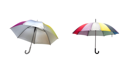 Colorful umbrellas on a white background