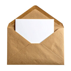 Open craft envelope displaying a blank white card inside