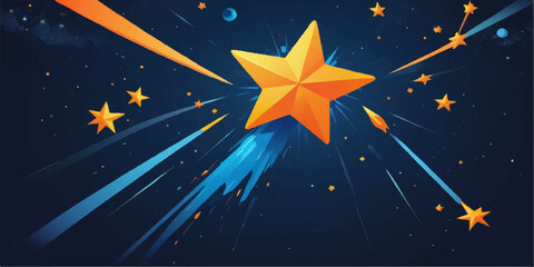 A vector illustration of bright stars and a moon in the dark night sky suitable for Christmas or space design