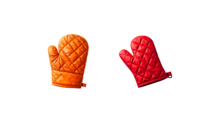 Heat-resistant gloves kitchen utensils on white background