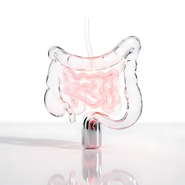 Glass Intestines Concept , 3D Render of Metallic and Glass Human Organ human Intestines
