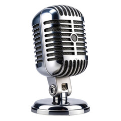 Classic microphone with silver finish on a black background