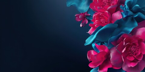 Colorful floral arrangement with blue and pink flowers