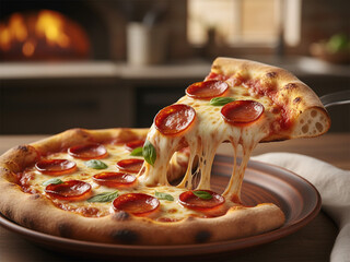 pizza on a wooden board