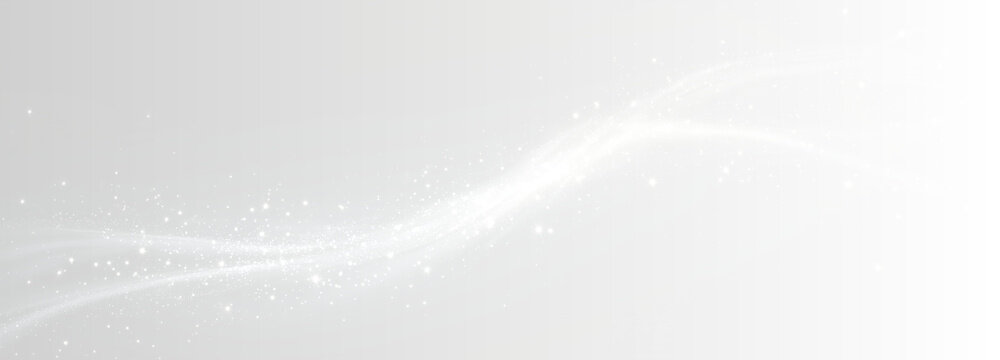 Elegant white background with soft swirling patterns and delicate snowflakes.Texture of cold winter wind. Light effect for advertising, holidays, cards, gifts. 