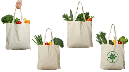 Sustainable grocery shopping eco-friendly reusable bags with fresh produce urban market shopping lifestyle outdoor recycle concept