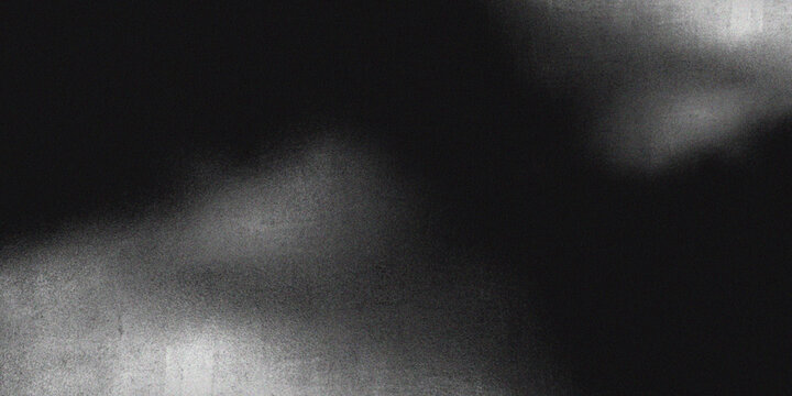 Abstract black and white background texture resembling blurred frosted glass with heavy digital noise, grain, and subtle light leaks, creating dark, atmospheric, and grainy pattern