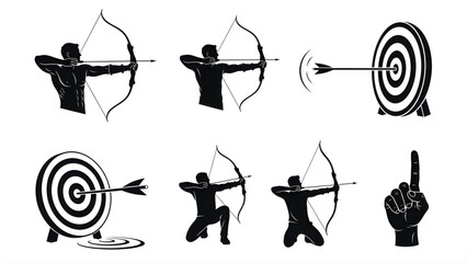 Archery and Target Practice Icons A Collection of Silhouettes for Sports and Precision