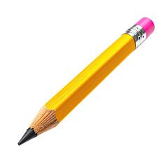 Yellow pencil with pink eraser end, sharp tip