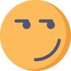 Winking Smirking Face Icon Yellow with Blue Eyes and Mouth Transparent Background Simple Flat Design