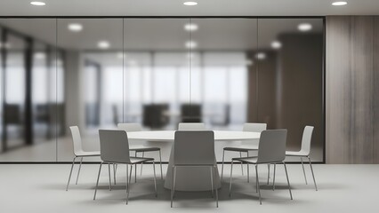 Modern Conference Room with Circular Table and Ergonomic Chairs