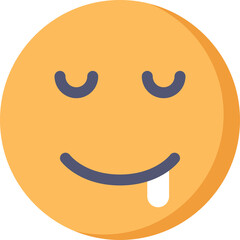 Orange Smiley Face Icon with Closed Eyes and Drooling Mouth on Transparent Background Minimalist Graphic Design Representation Of Sleepy or Bored Emotion