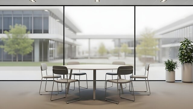 Modern Conference Room with Minimalist Design and Natural Light