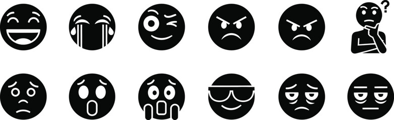 Fototapeta premium Emoji icon set isolated on white background