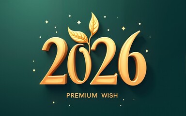 2026 logo and premium wish card with leaf style. Happy new Year. High quality