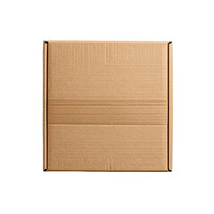 Closed cardboard box on black backdrop, neutral product presentation