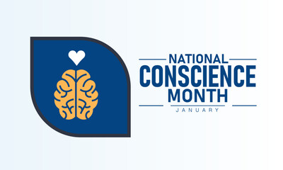National Conscience Month Poster Banner and Background Design Template Featuring Ethical Values Illustration for Personal Responsibility Moral Awareness and Positive Character Development Campaign