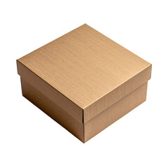 Square brown box with a lid, simple design, isolated background