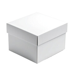 Closed white box. Simple, elegant package, isolated on black. Clean design
