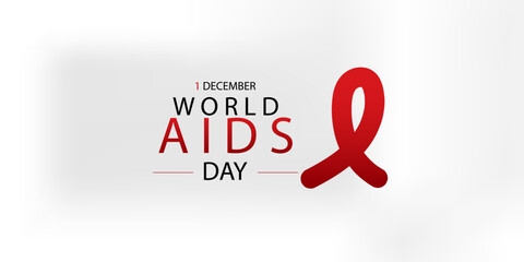 Flat banner template of world aids day with ribbon. eps10, web