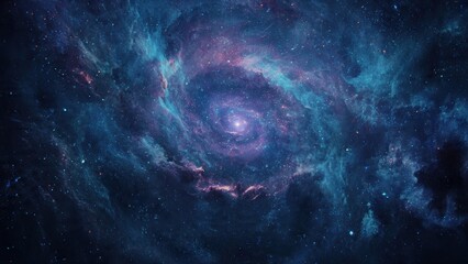 Mystical cosmic spiral galaxy with vibrant nebulae and stars