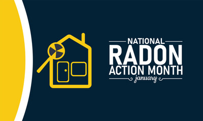 National Radon Action Month Poster Banner and Background Design Template Featuring Home, Radon Detector, and Safety Icons Illustration for Environmental Awareness, Indoor Safety, and Health Protection