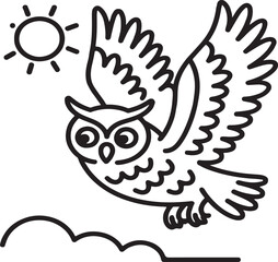 Owl vector illustration of a majestic nocturnal bird with large eyes and intricate feather patterns