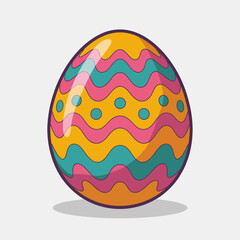 This vibrant Easter egg features wavy patterns and dots, embodying the festive spirit of spring celebrations and joyful traditions associated with Easter festivities.