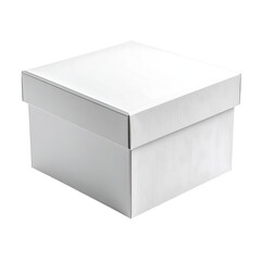 Simple white square box with a removable lid on a dark background