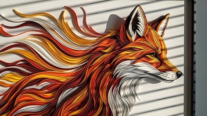 Vibrant fox artwork with stunning layered paper design, radiating warmth and creativity in a modern style - perfect for artistic projects and design concepts