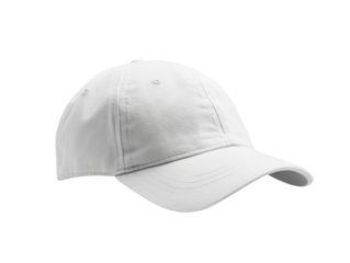 Plain white baseball cap isolated on a black background for design mockups