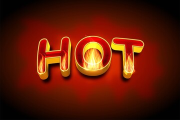 3d hot fire effect text illustration