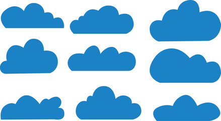 Set of blue clouds